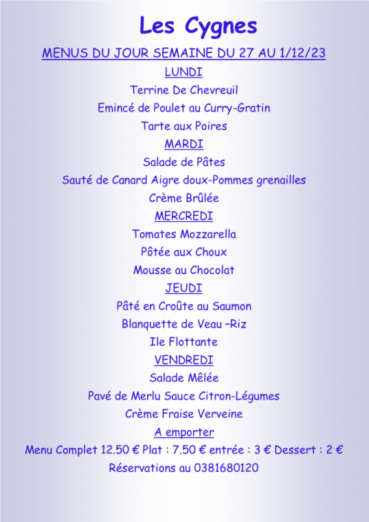 Menus à emporter Villers-le-Lac, Villers-le-Lac, Hôtel-Restaurant Les Cygnes