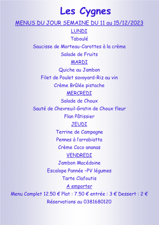 Menus à emporter Villers-le-Lac, Villers-le-Lac, Hôtel-Restaurant Les Cygnes